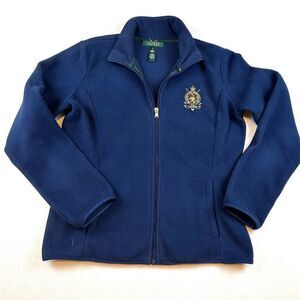 Polo Ralph‎ Lauren Navy Blue Insignia Full Zip Fleece Sweatshirt Women’s M